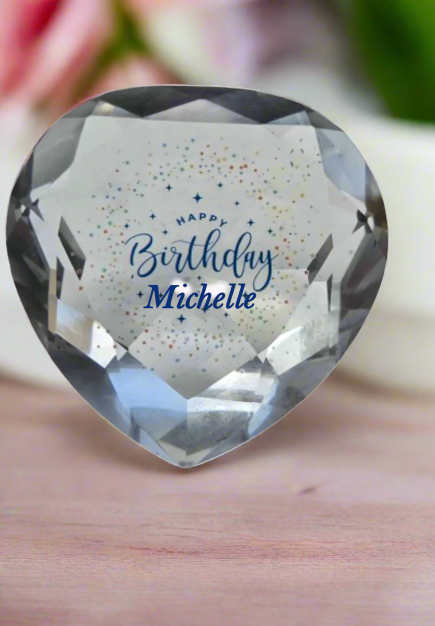 UV Printed Happy Birthday Crystal Glass Paperweight