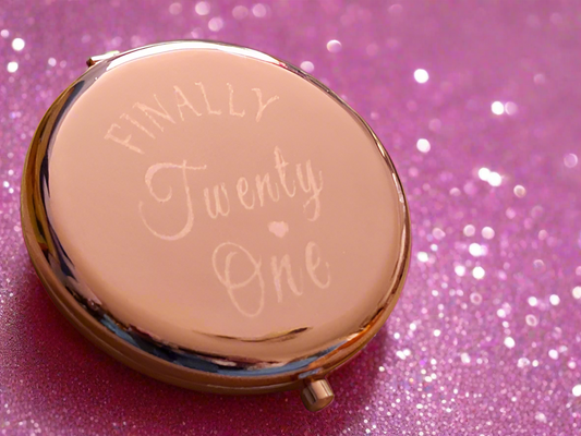 Rose Gold Engraved Compact Mirror