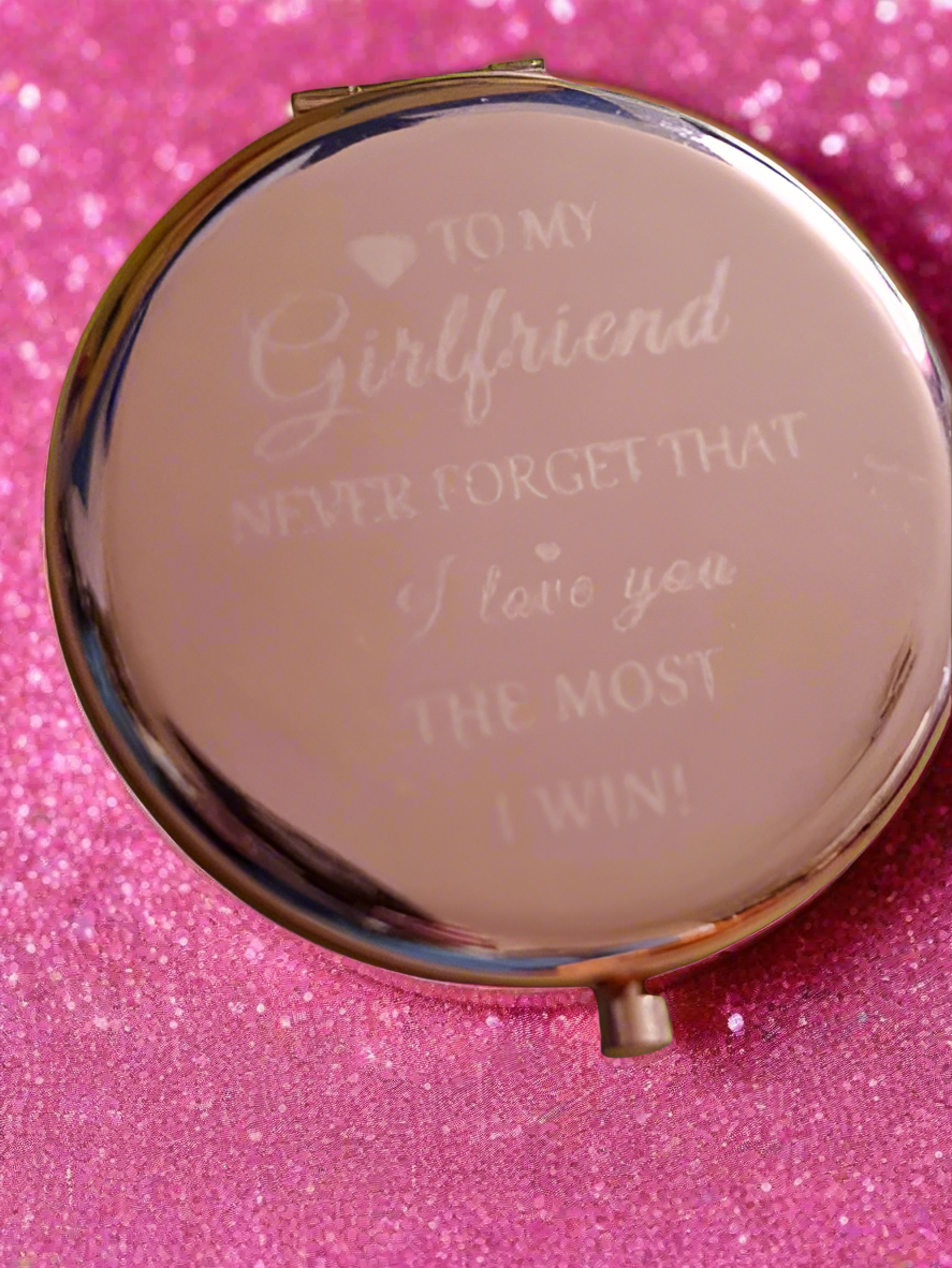 Rose Gold Engraved Compact Mirror