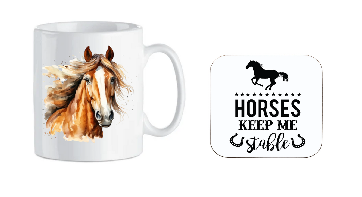 Horse Art Mug - Horses Keep me Stable