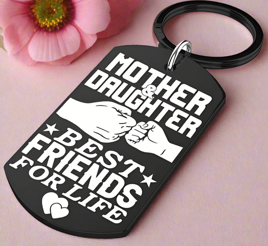 Mother & Daughter Printed Metal Keyring