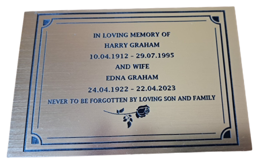 Laser Engraved Brushed Gold Memorial Plaque - 150 x 100mm