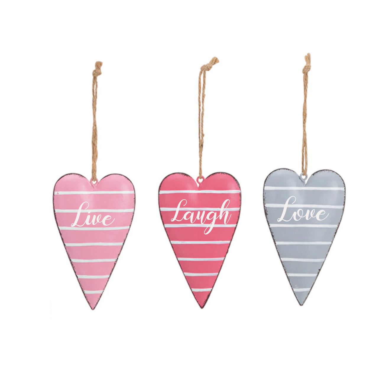 Metal Hanging Hearts - 3 Pack (Live, Laugh, Love)