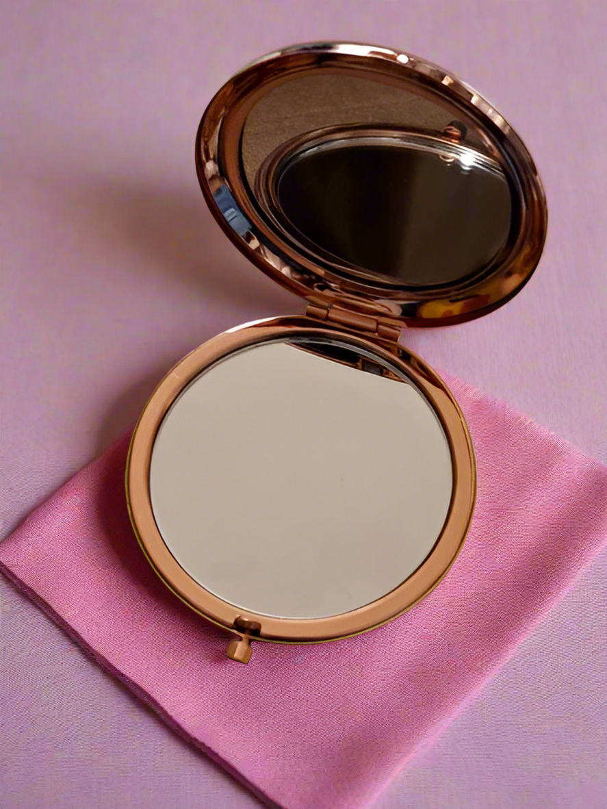 Rose Gold Engraved Compact Mirror