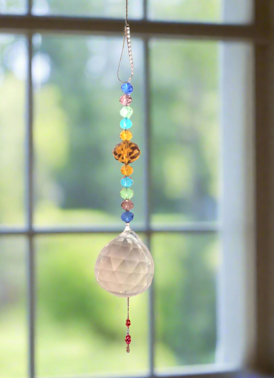 Cute Beaded Windchime Suncatcher with Crystal Ball
