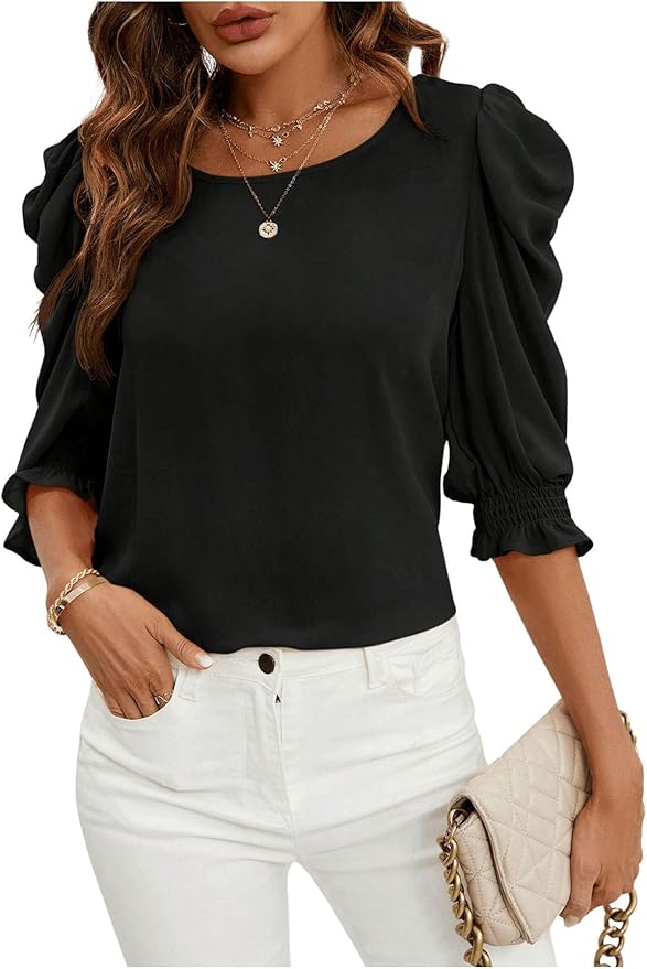 Ladies Puff Half Sleeve Blouse - Large - RRP £14.99