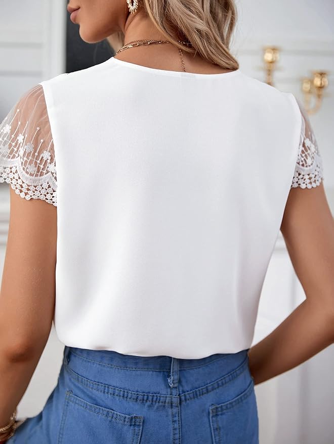 Ladies White Sheer Mesh Summer Blouse Shirt - RRP £14.99