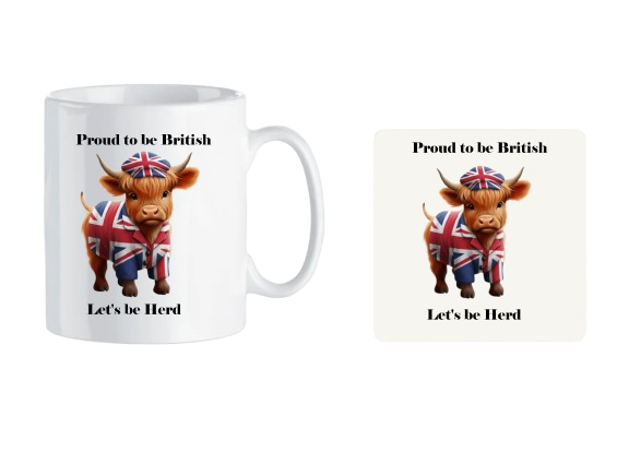 Union Highland Cow Mug - Proud to be British