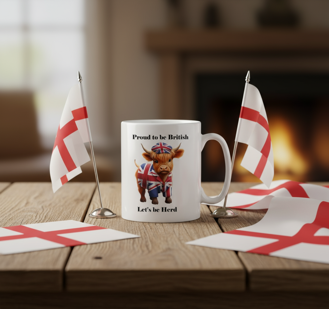 Union Highland Cow Mug - Proud to be British