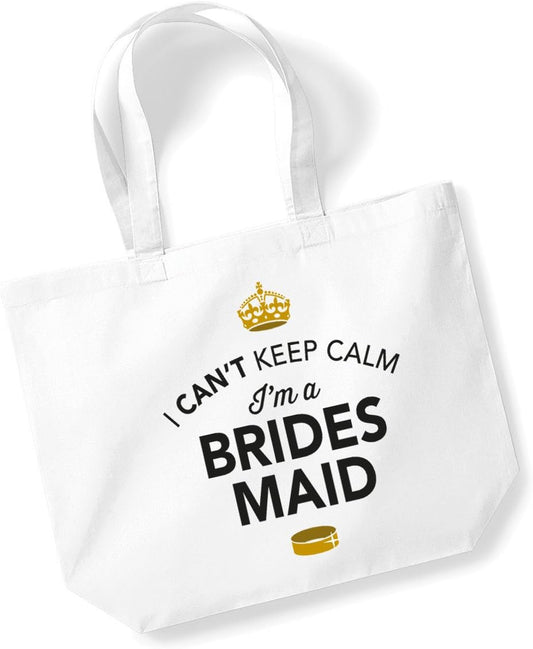 Brides Maid White Tote Bag, Keepsake, Wedding Gift,