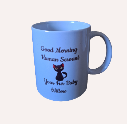 Good Morning My Human Servant Cat Personalised Mug