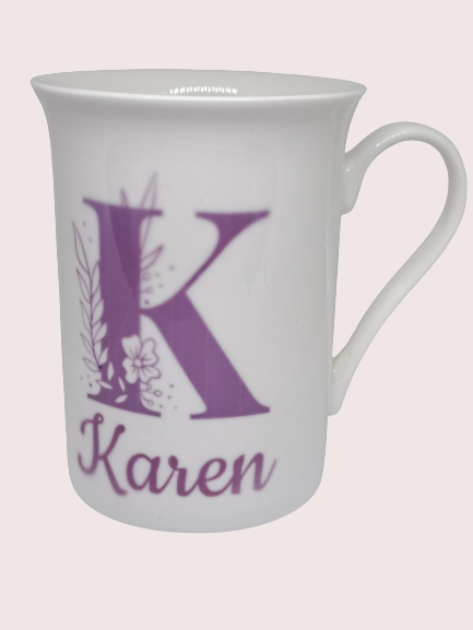 Personalised Floral Initial Bone China Mug