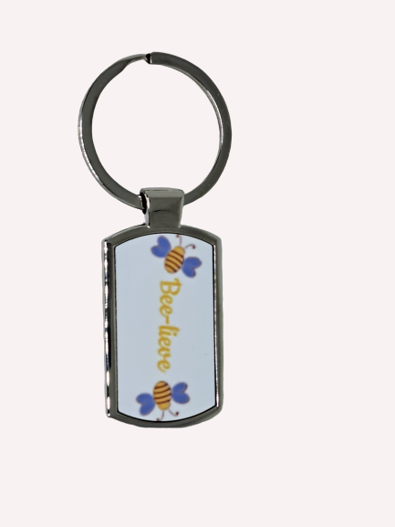 Stainless Steel Bee Keyring (Bee-lieve)