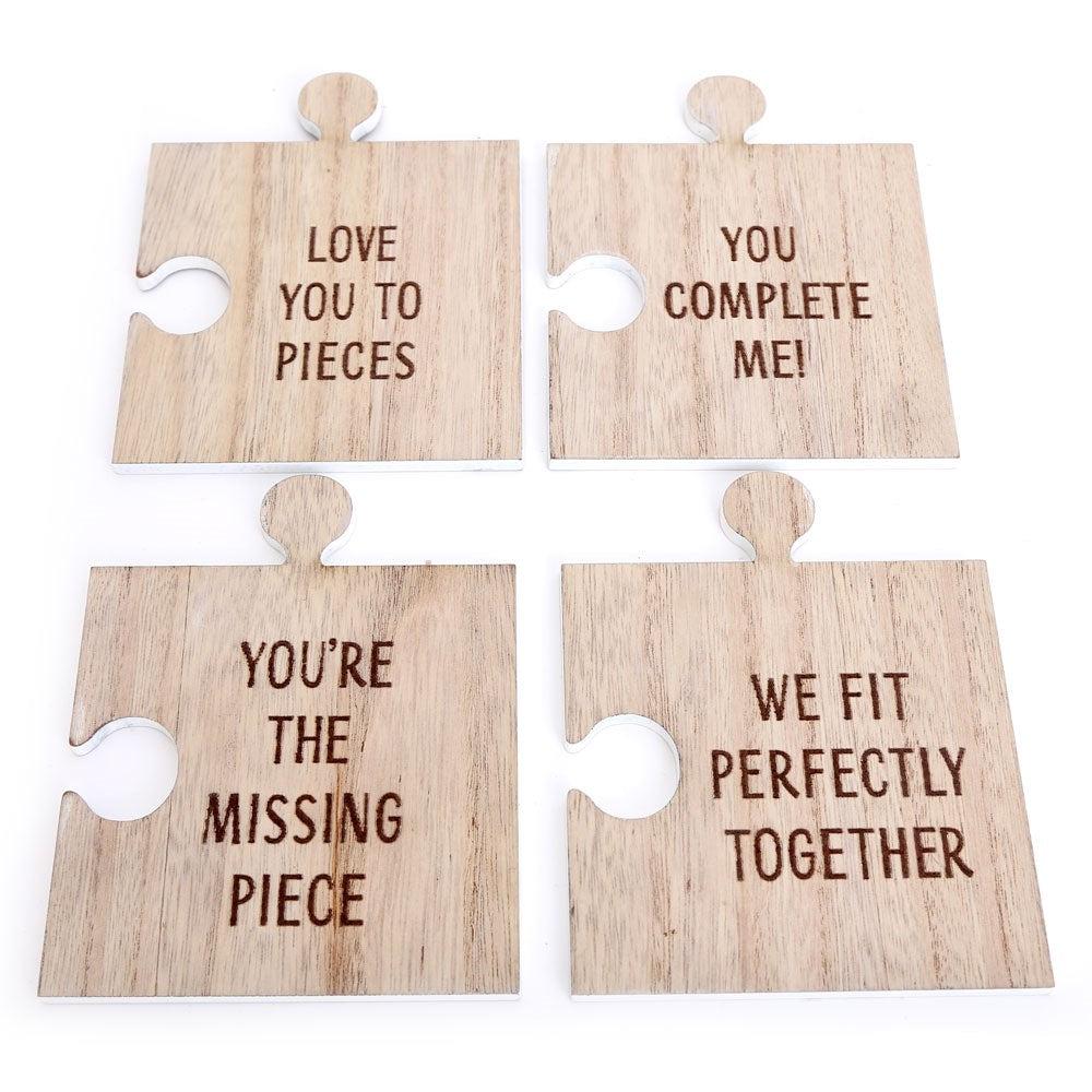 Jigsaw Puzzle Piece Coaster Set