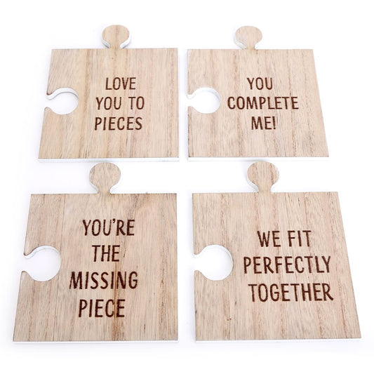 Jigsaw Puzzle Piece Coaster Set
