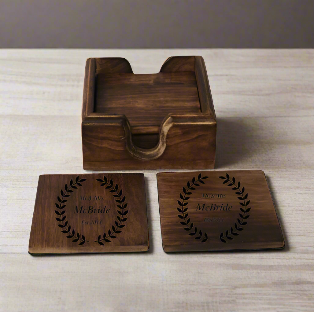 Personalised Wooden Coaster Set