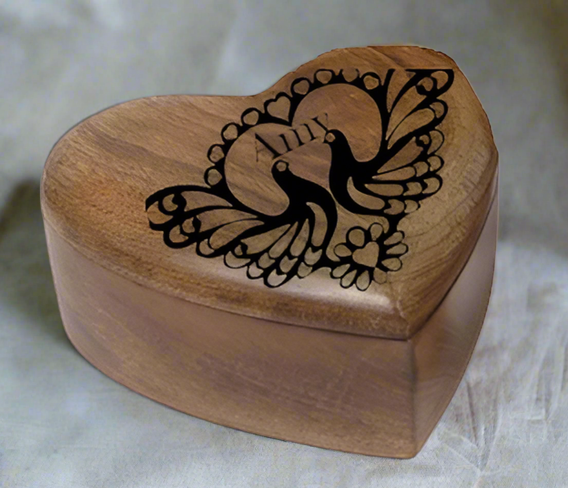 Personalised Heart Shape Mango Wood Trinket Box