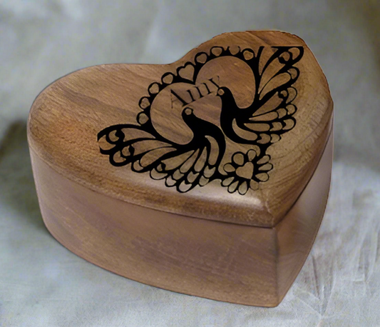 Personalised Heart Shape Mango Wood Trinket Box