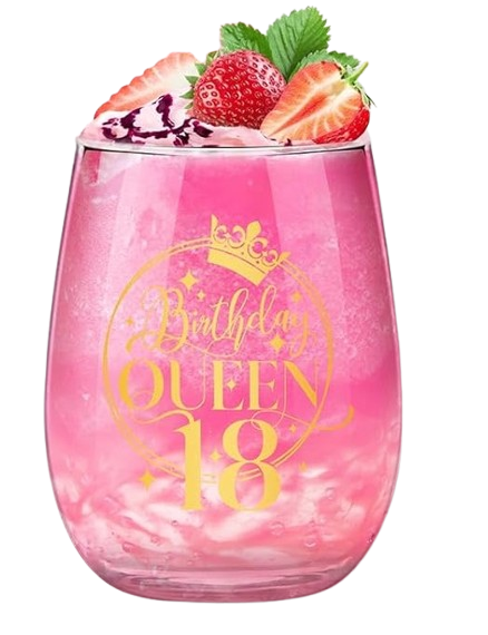 Stemless Birthday Queen Wine  Glass - 18th, 30th, 50th