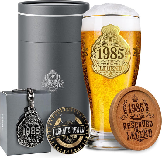 Birthday Beer Glass Gift Set 1985