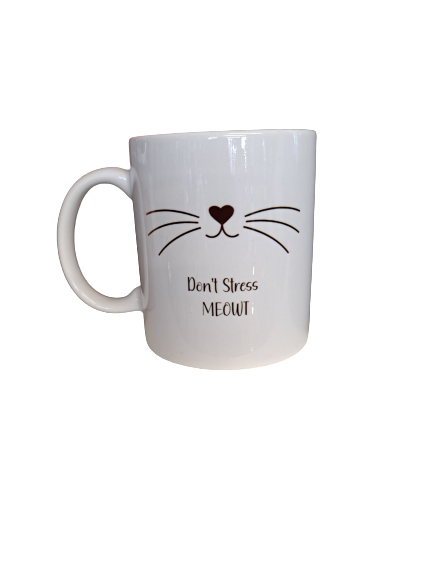Cat Whiskers "Don't Stress Meowt" Mug