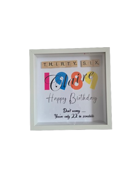 Personalised Humorous Colourful Birthday Shadow Box Frame