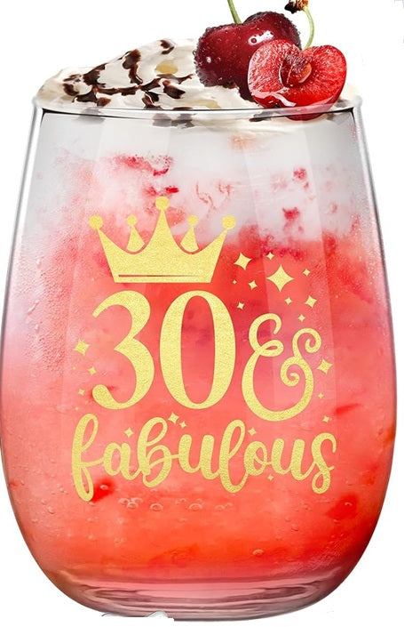 Stemless Birthday Wine  Glass - 21st, 30th, 40th
