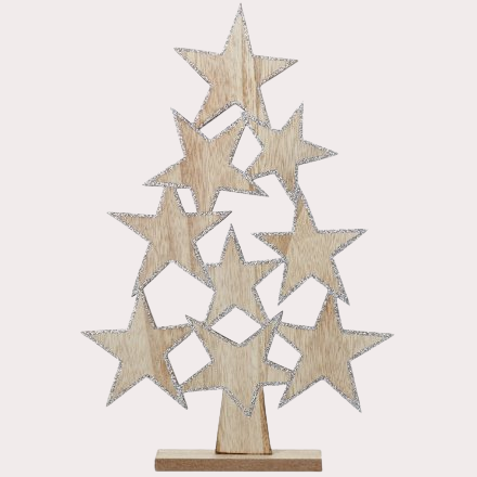 Silver Star Wooden Christmas Tree