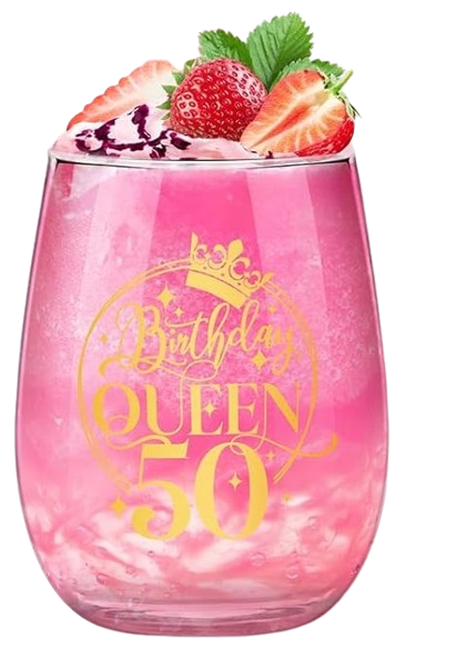 Stemless Birthday Queen Wine  Glass - 18th, 30th, 50th