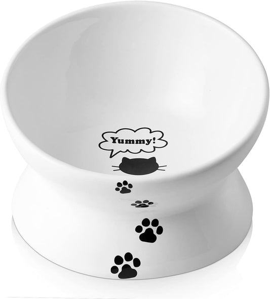 Premium Ceramic Cat Bowl, Elevated Cat Bowl