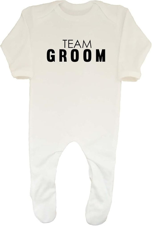 Team Groom Stag Do Baby Sleepsuit Romper Gift - Size 6-12 mths