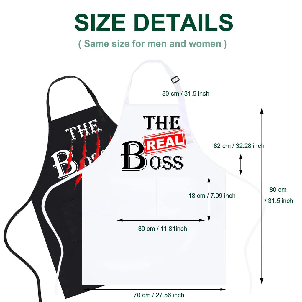 Mr & Mrs The Boss/The Real Boss Gift Apron Set