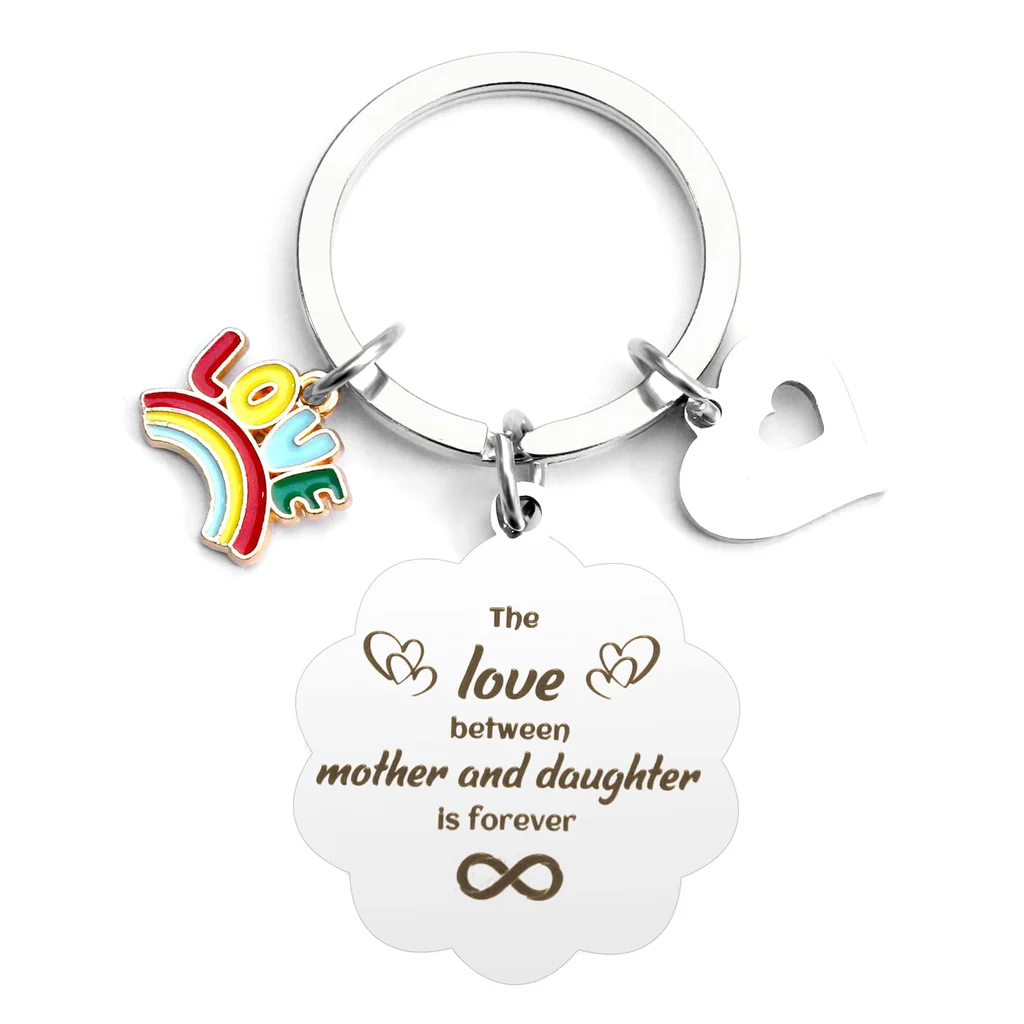 Stainless Steel & Enamel Mum Keyring