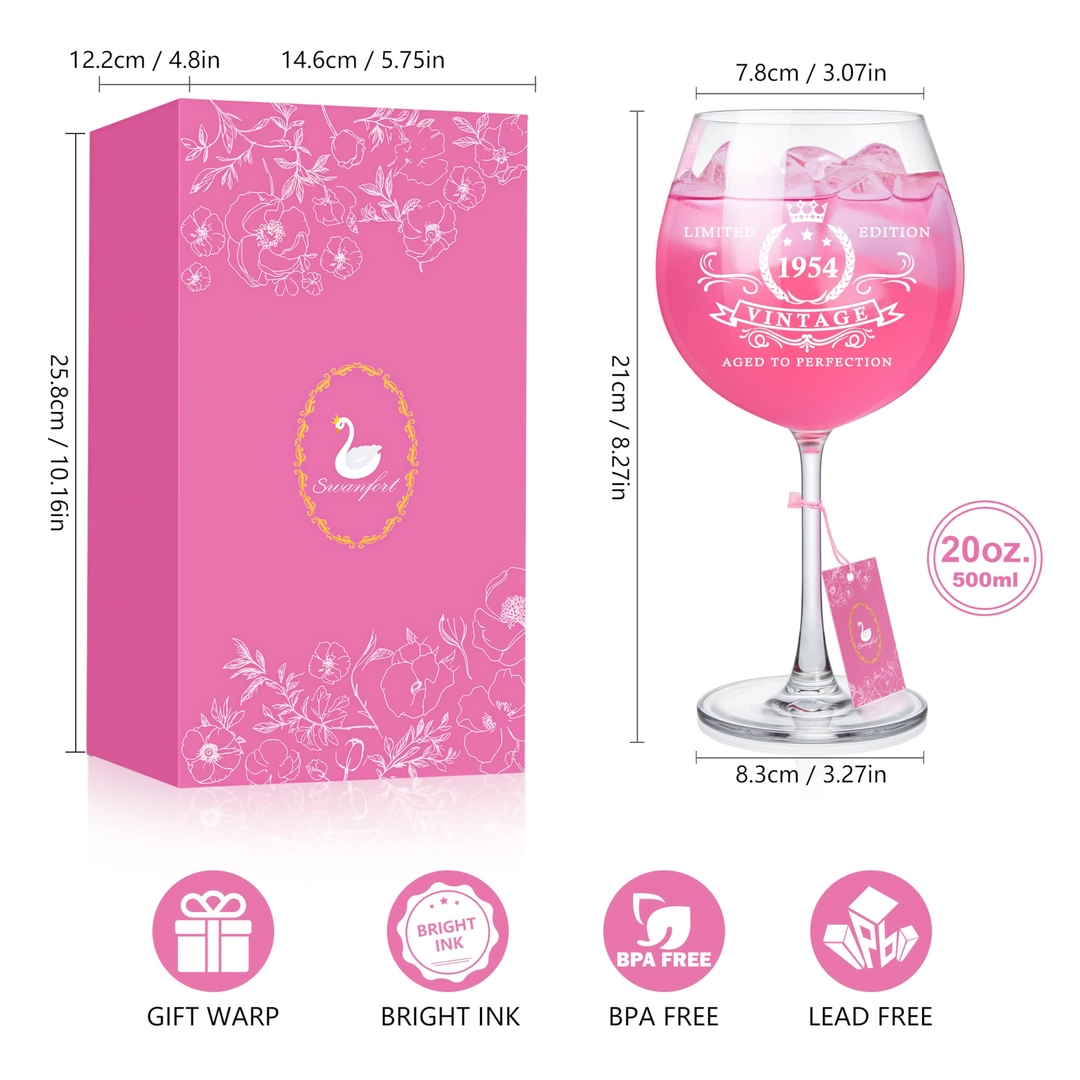 1954 Large Wine 20 oz Glass Birthday Gift for Woman
