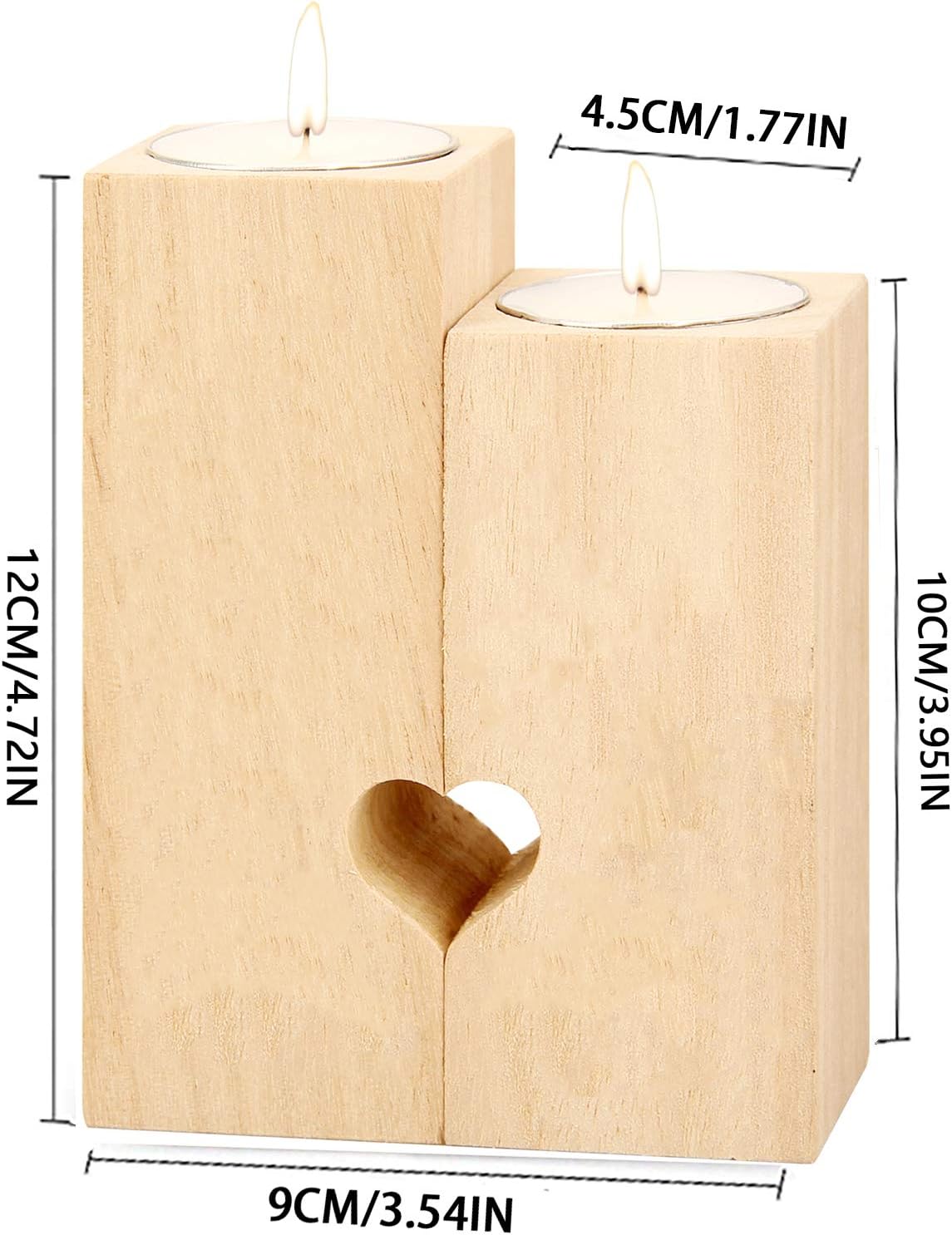 Wooden Engraved Heart Shaped Candle - Wife, Mum