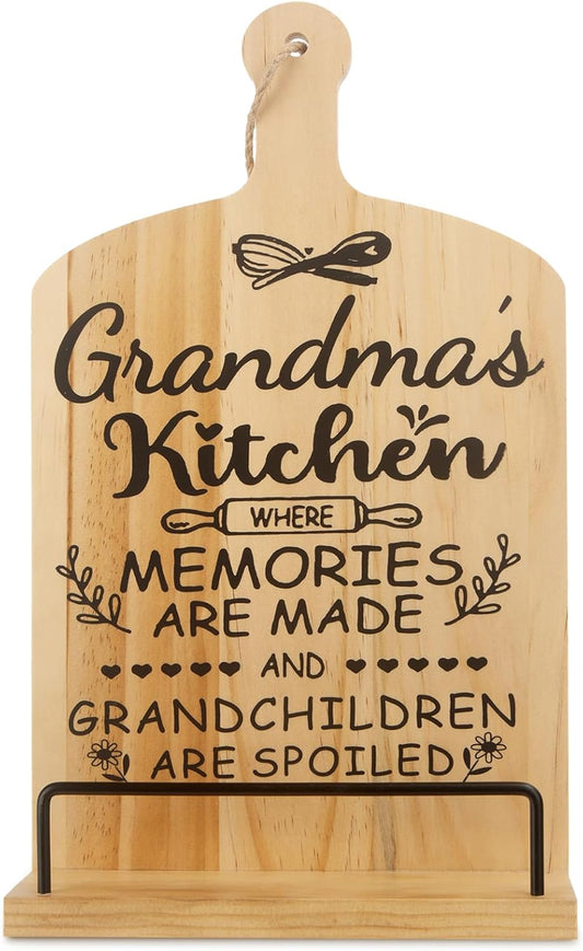 Bamboo Grandma Cookbook Holder, Rustic Recipe Book Stand