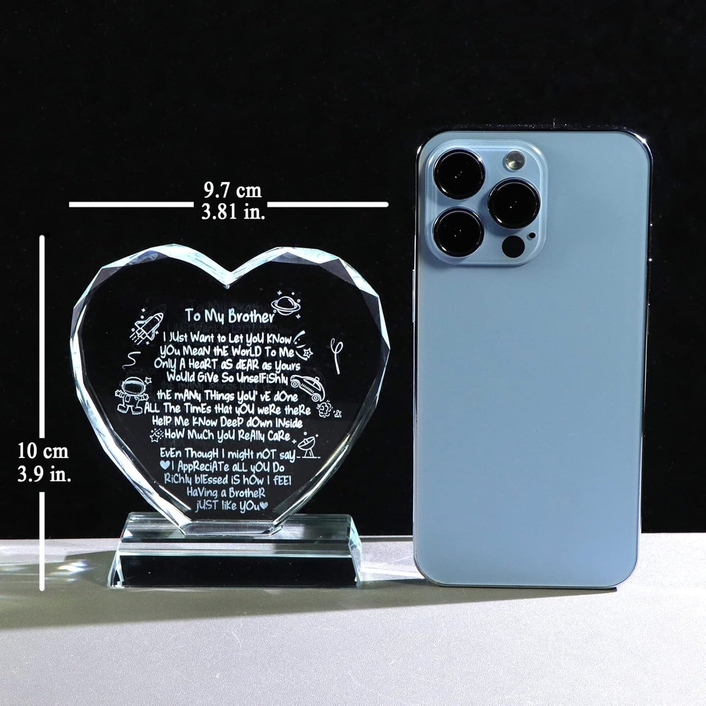 Glass Clear Heart Plaque Birthday Gifts for Brother