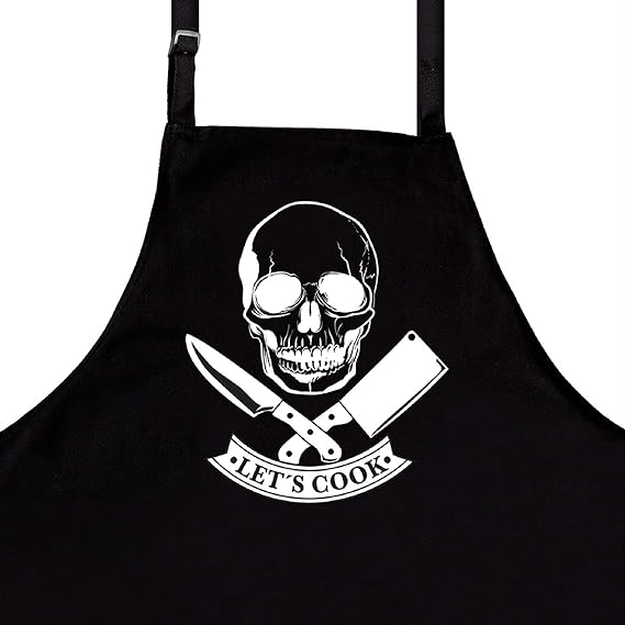 Lets Cook Skull Design Premium Quality Funny Apron