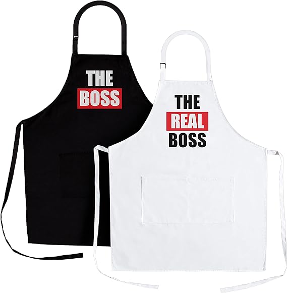 Mr & Mrs The Boss/The Real Boss Gift Apron Set