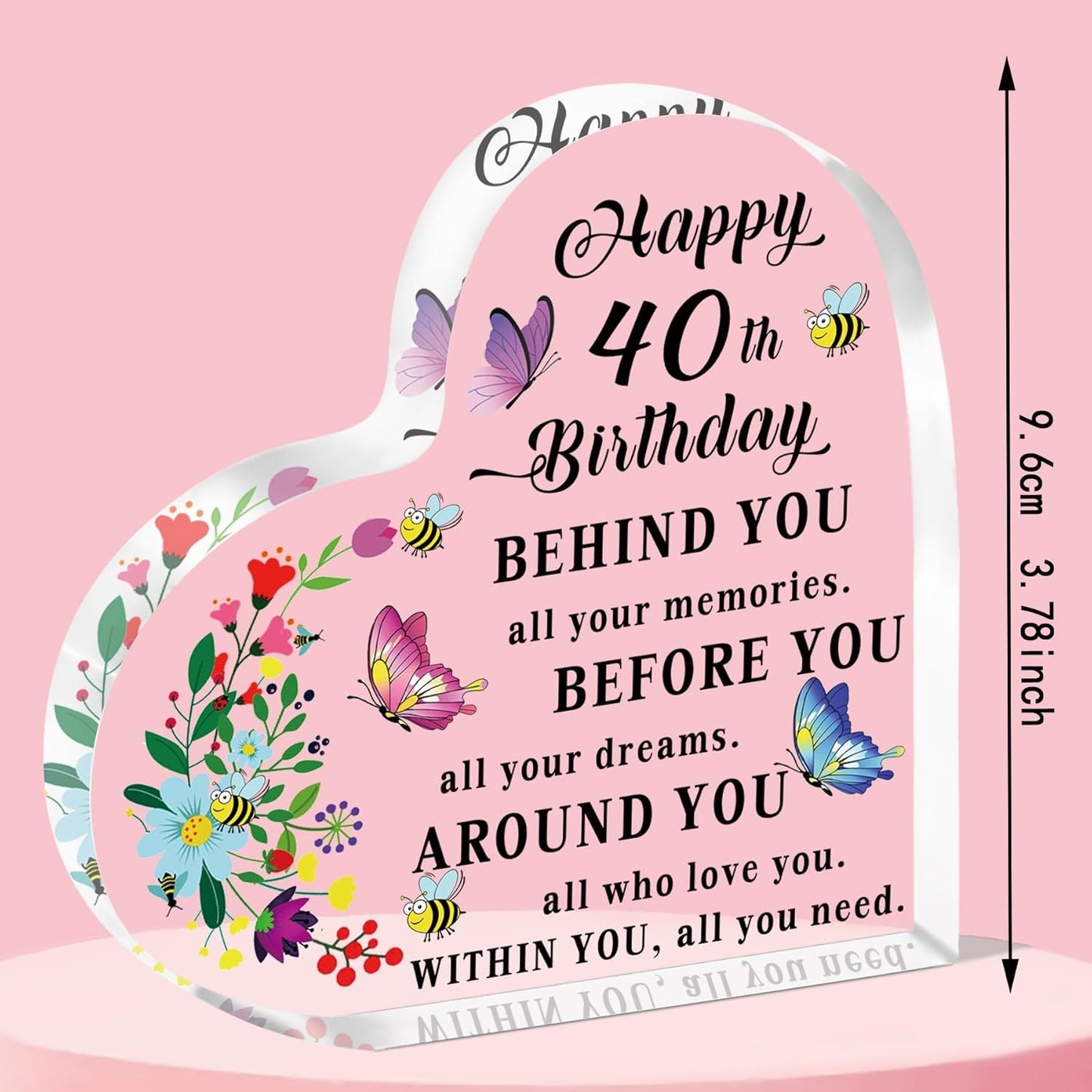 Heart Shaped Acrylic 40th Birthday Keepsake