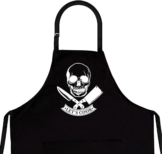 Lets Cook Skull Design Premium Quality Funny Apron