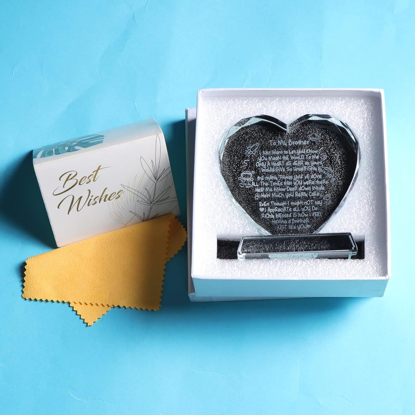Glass Clear Heart Plaque Birthday Gifts for Brother