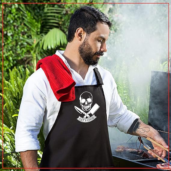 Lets Cook Skull Design Premium Quality Funny Apron