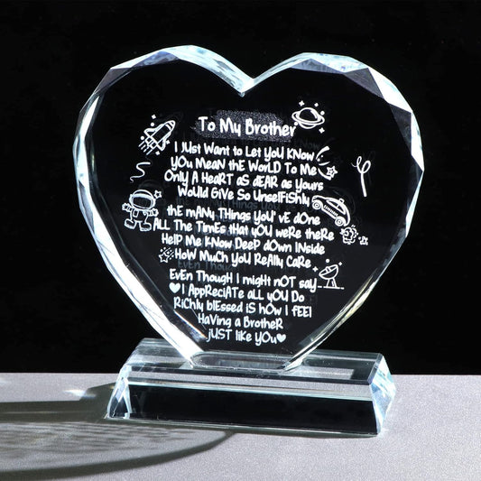 Glass Clear Heart Plaque Birthday Gifts for Brother
