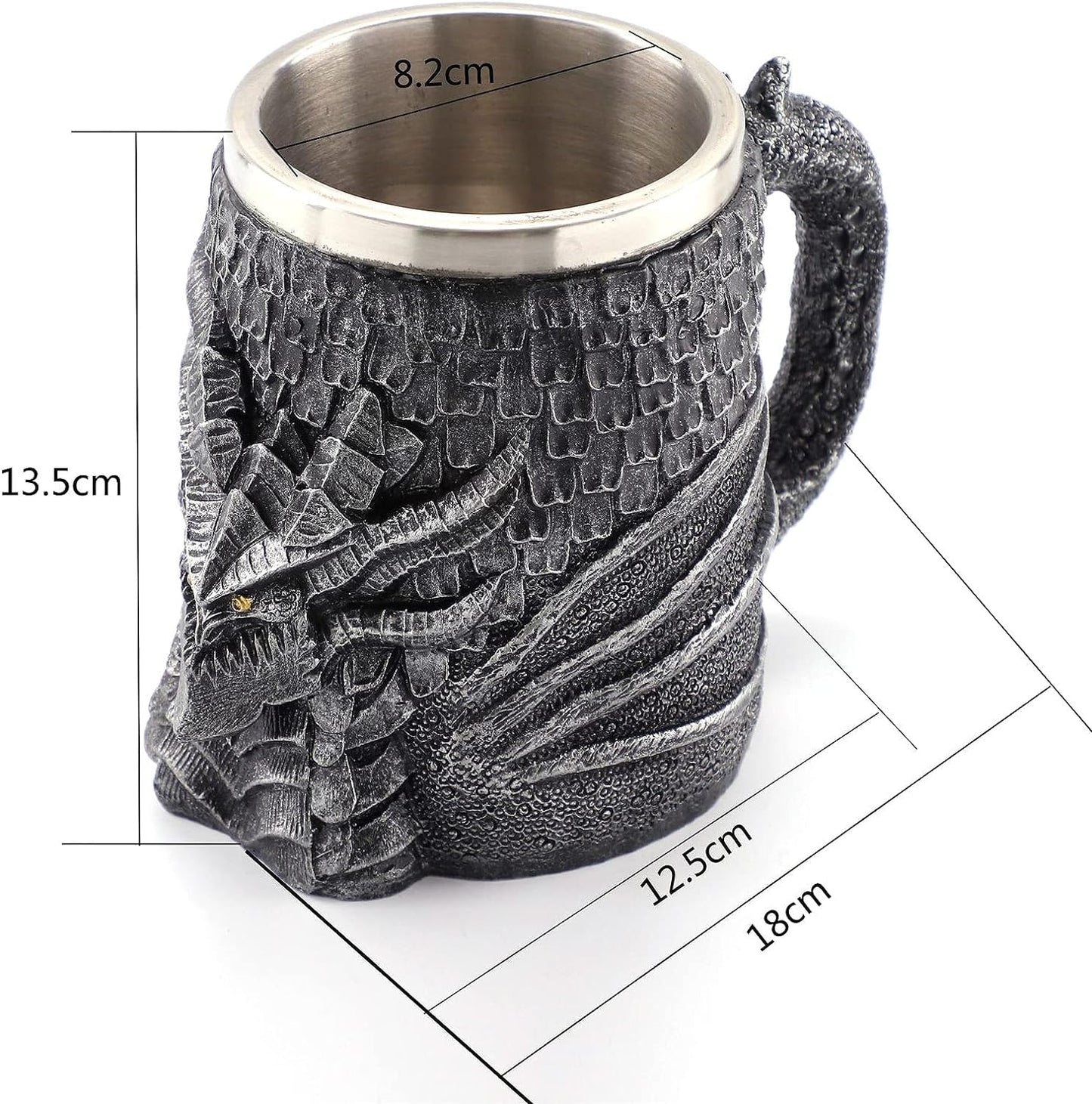 Viking Tankard 550ml Beer Resin Stainless Steel Gothic Mug Beer Mugs beer Mugs