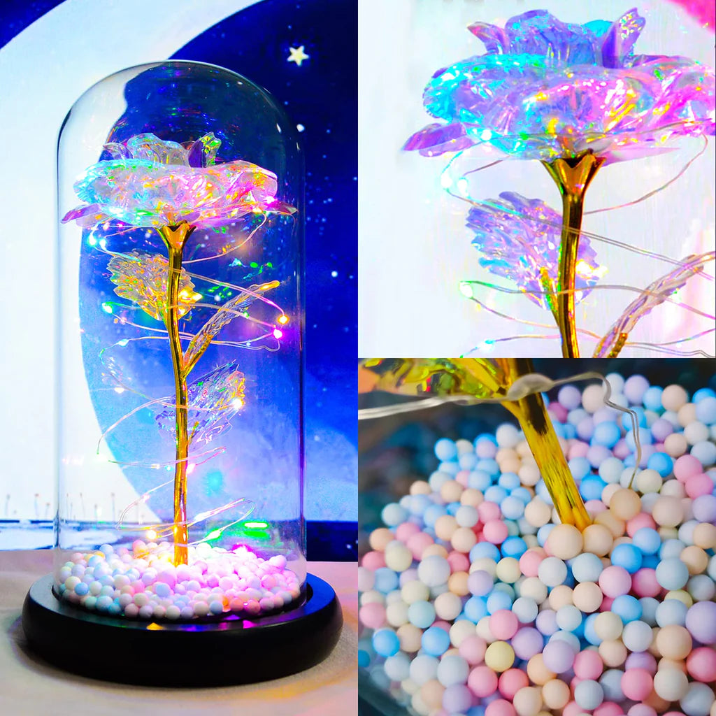Rose Flower Gift in Glass Dome