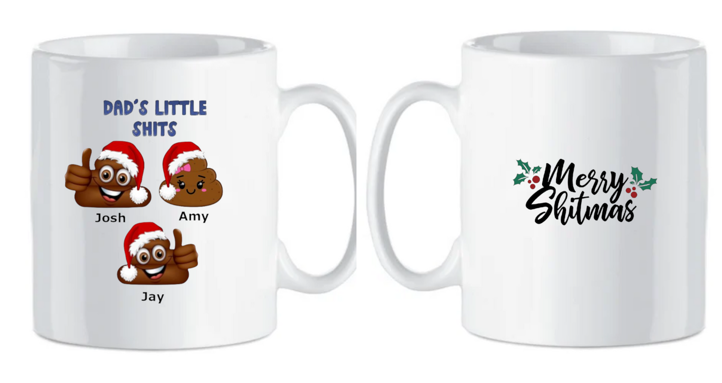 Dad's Little Shits Funny Personalised Christmas Mug