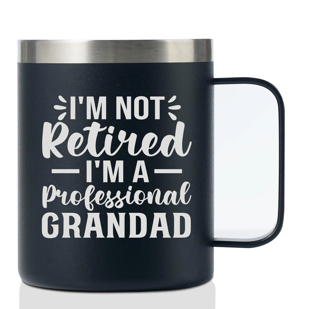 Grandad Gifts Coffee Mug, Stainless Steel Mug with Lid, 12oz/350ml - I'm not Retired