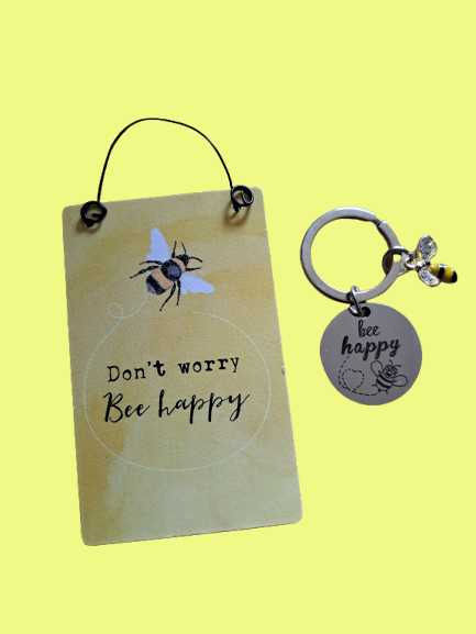 Don't Worry Bee Happy Mini Sign and Keyring