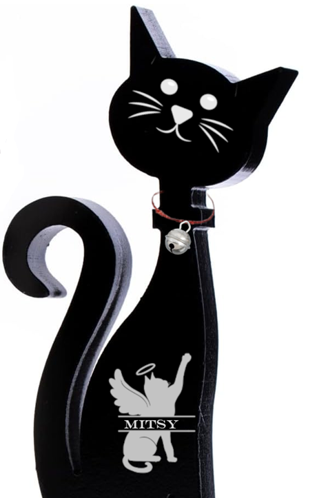 Wooden Standing Cat Ornaments - Set of 3